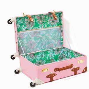 Lilly Pulitzer Pink Rolling Carry-On with Floral Green Interior NWT